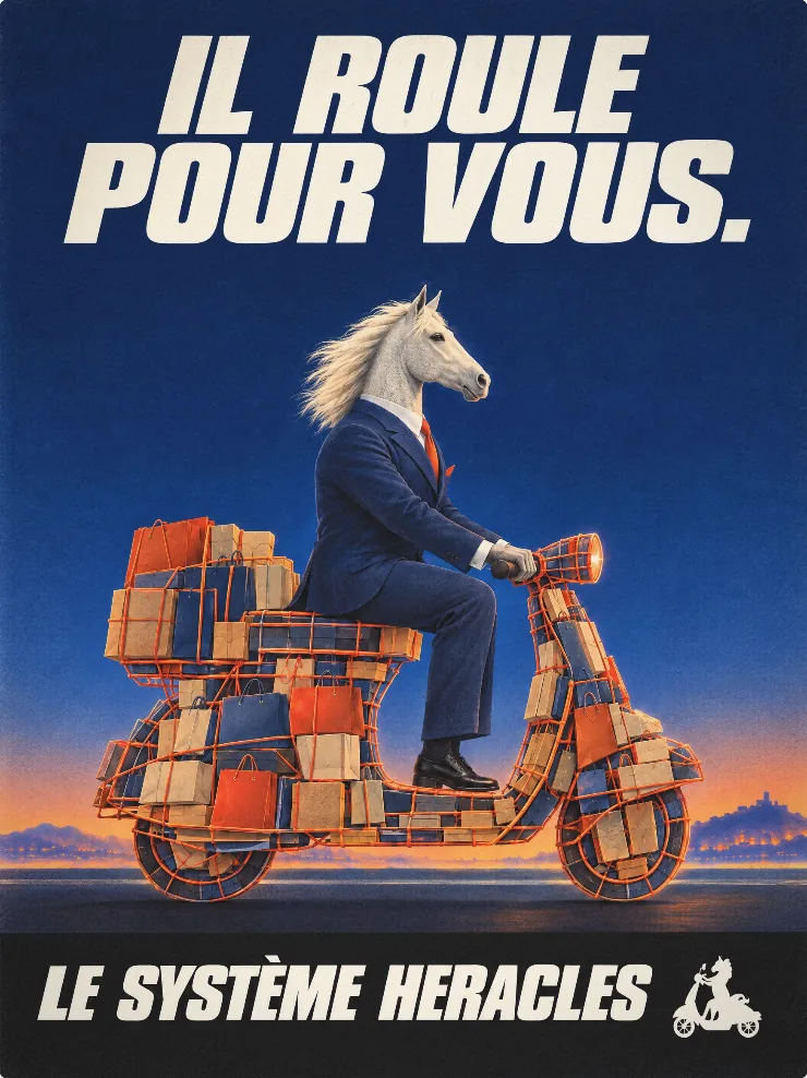 Publicité Heracles : Il roule pour vous. Le système Heracles.