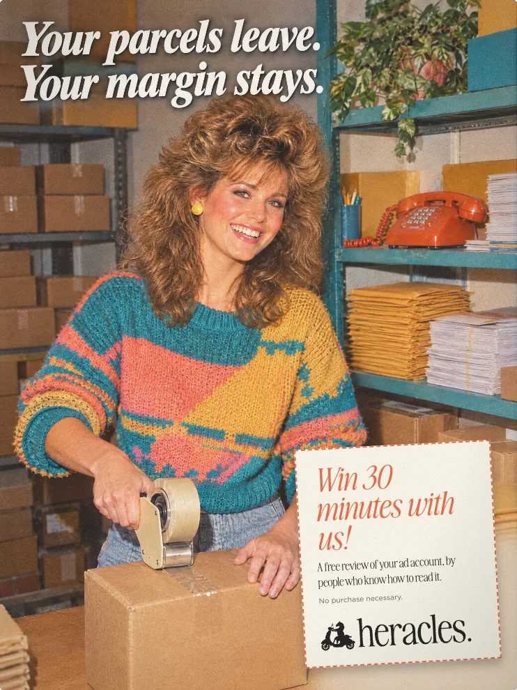 Heracles ad: Your parcels leave. Your margin stays.