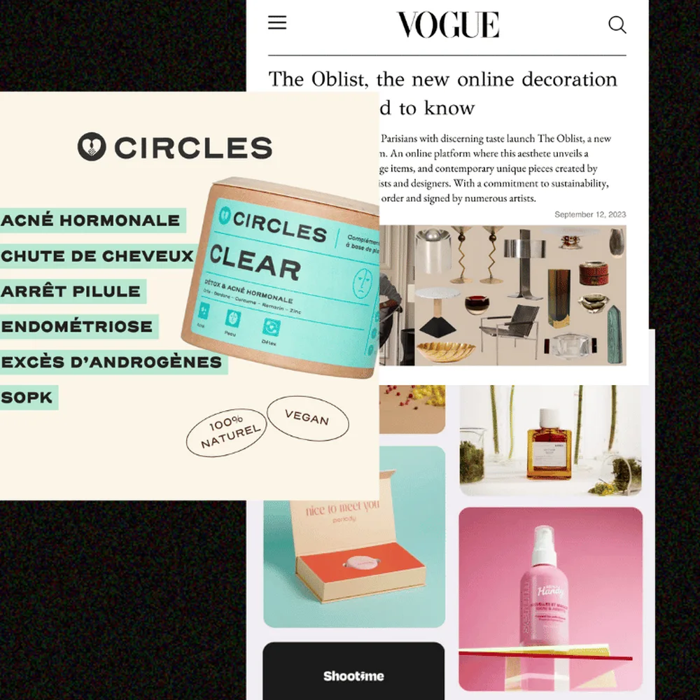 Planche de créas réalisées pour Circles